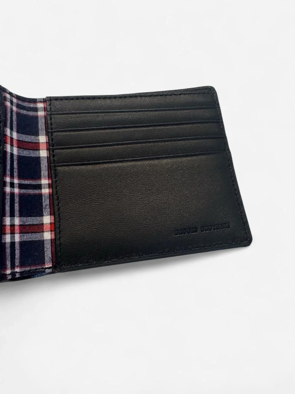 [New] Brooks Brothers Classic Black Leather Men's Bi-Fold Wallet